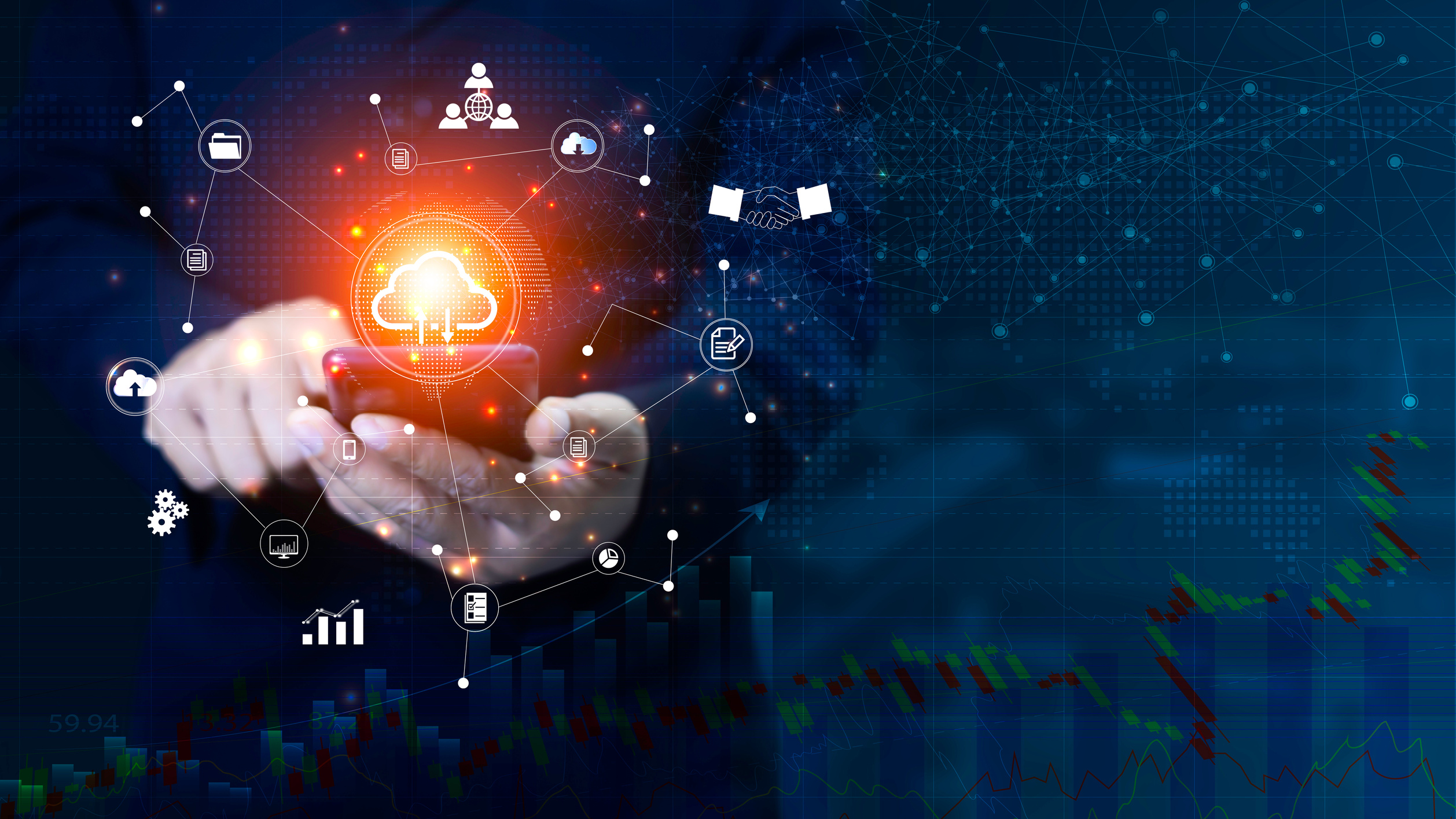 Businessman with global connection concept. Businessman Hand holding  touching global network and data exchanges over the world. Business global internet connection technology and digital marketing.